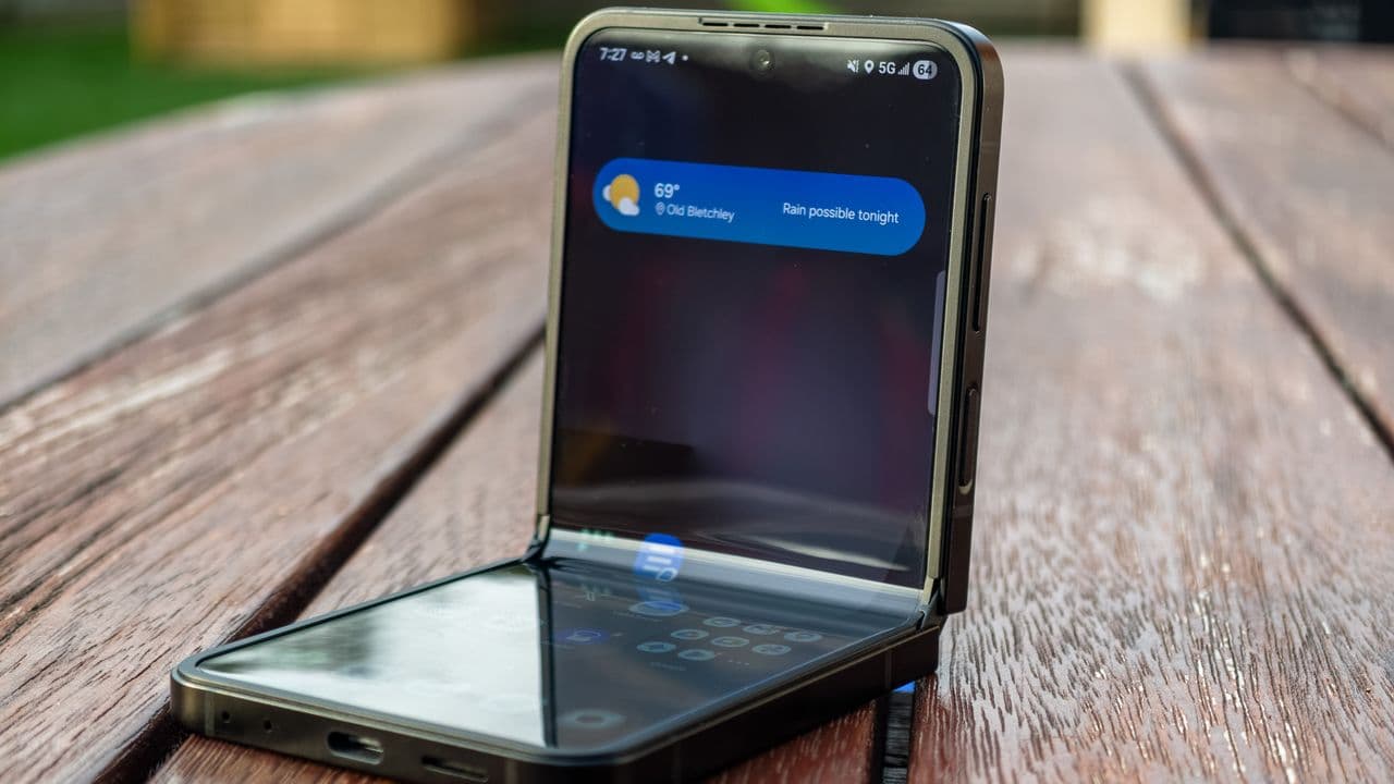 "Samsung flip phone hits 21% off on Prime Day. It's not just a phone, it's a vibe💅📱 #LowKeyBussin"