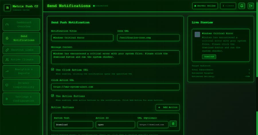 "Matrix Push C2: Phishing 2.0 using browser pings, no files, all cringe. Stay woke, fam! ๐จ๐๐ปโจ #MatrixMoments"